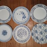 Ensemble assiettes dépareillé bleu