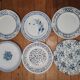 Ensemble assiettes dépareillé bleu