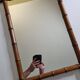 Large turned wooden bamboo mirror, 55 x 78 cm, circa 1900