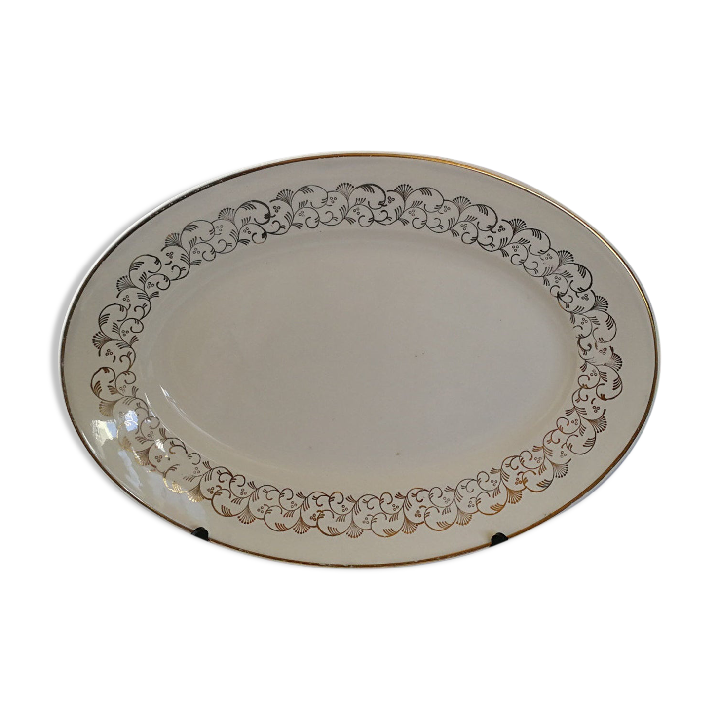 Grand Plat Oval Ancient Digoin Sarreguemines - True Opaque - Golden Contour