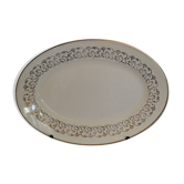 Plat oval ancien Digoin Sarreguemines véritable opaque - contour doré