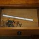 Vintage Robert Mouseman Thompson oak display cabinet with shelves and lighting.