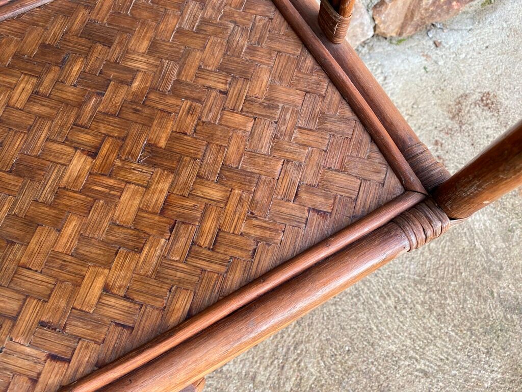 Vintage 70s rattan library