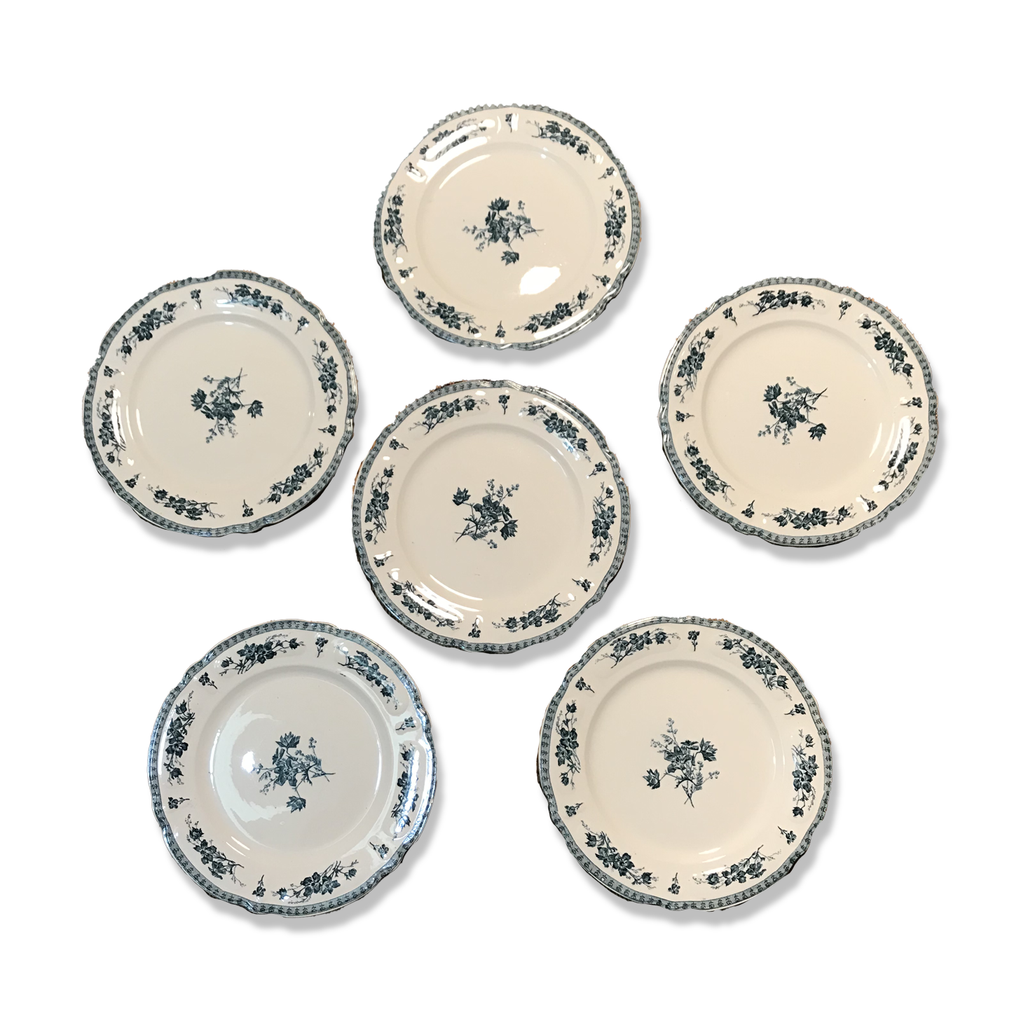 6 flat plates Vintage iron earth model Rambouillet HB