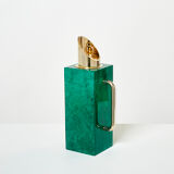 Thermos pitcher in green parchment and brass by Aldo Tura 1960
