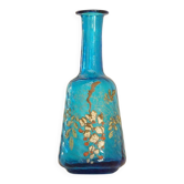 Legras carafe en verre émaillé bleu à décor d'une glycine
