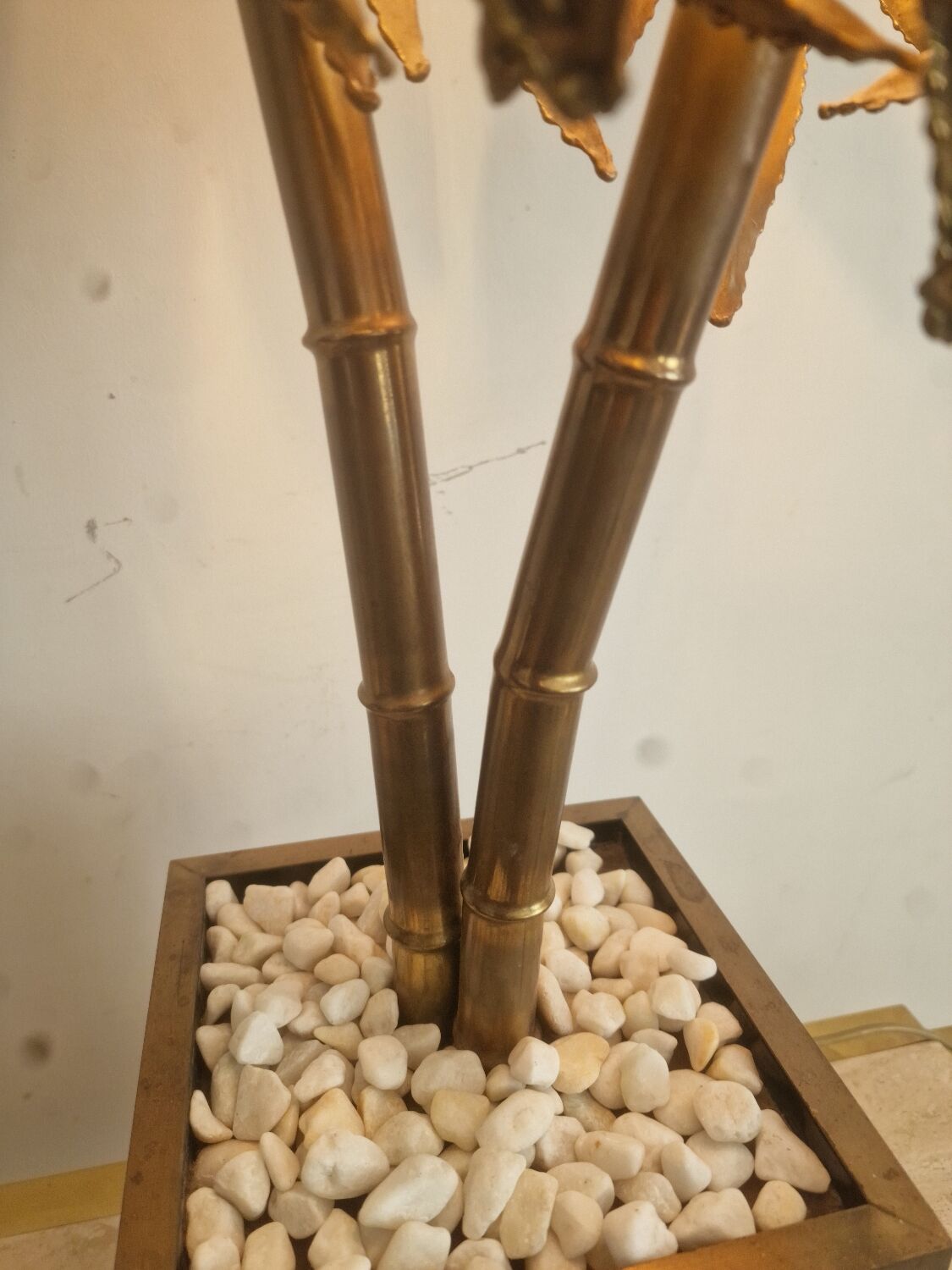 Lampe de table palmier en laiton vintage Maison Jansen, années 1970, France