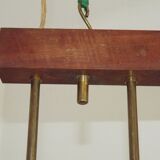 Vintage Retro Scandinavian Style 6 Light Teak Brass & Perspex Chandelier 4444