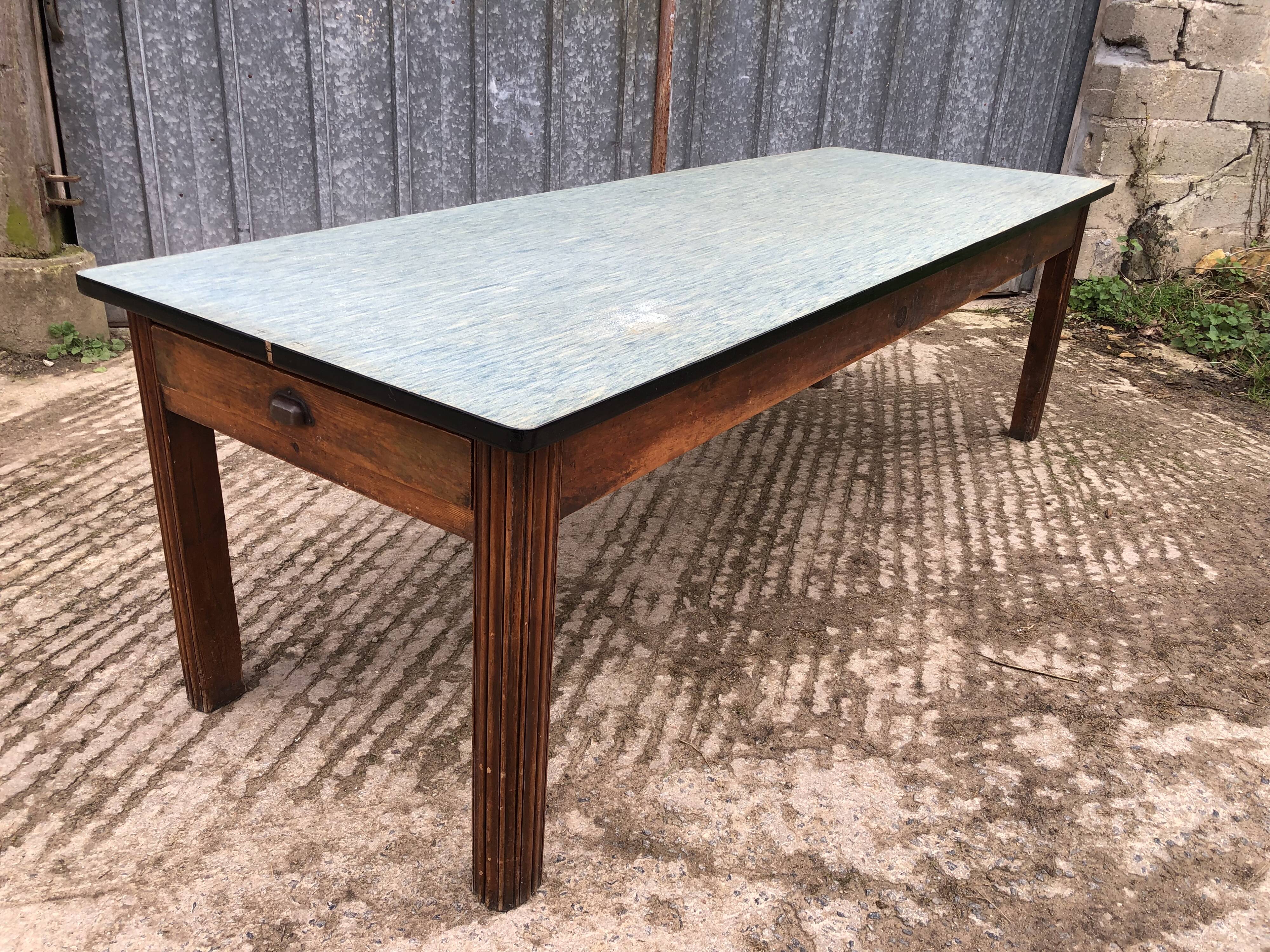 Vintage farm table from the reconstruction period in fir.