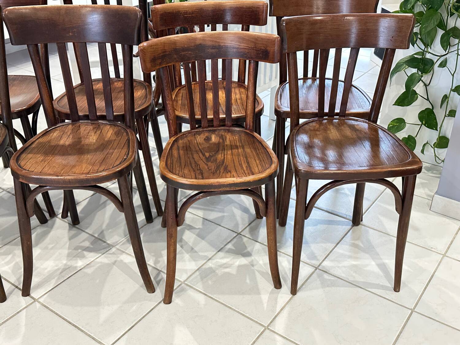 Set of 12 mismatched bistro chairs Baumann & Fischel 1930