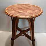 Rattan stool and braided chestnut