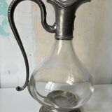 Pewter and glass carafe