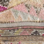 Fuchsia & Pink Vintage Runner Rug,Anatolian Geometric Wool Carpet,80x364 Cm