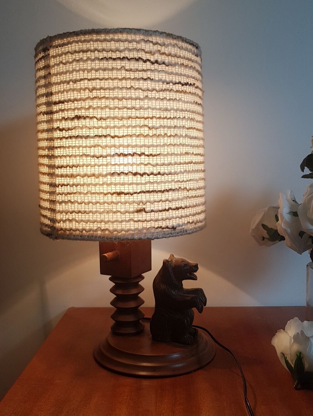 Lampe ours en bois