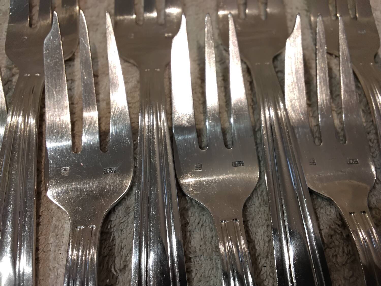 12 silver plated cake forks, goldsmith Argit, art deco style