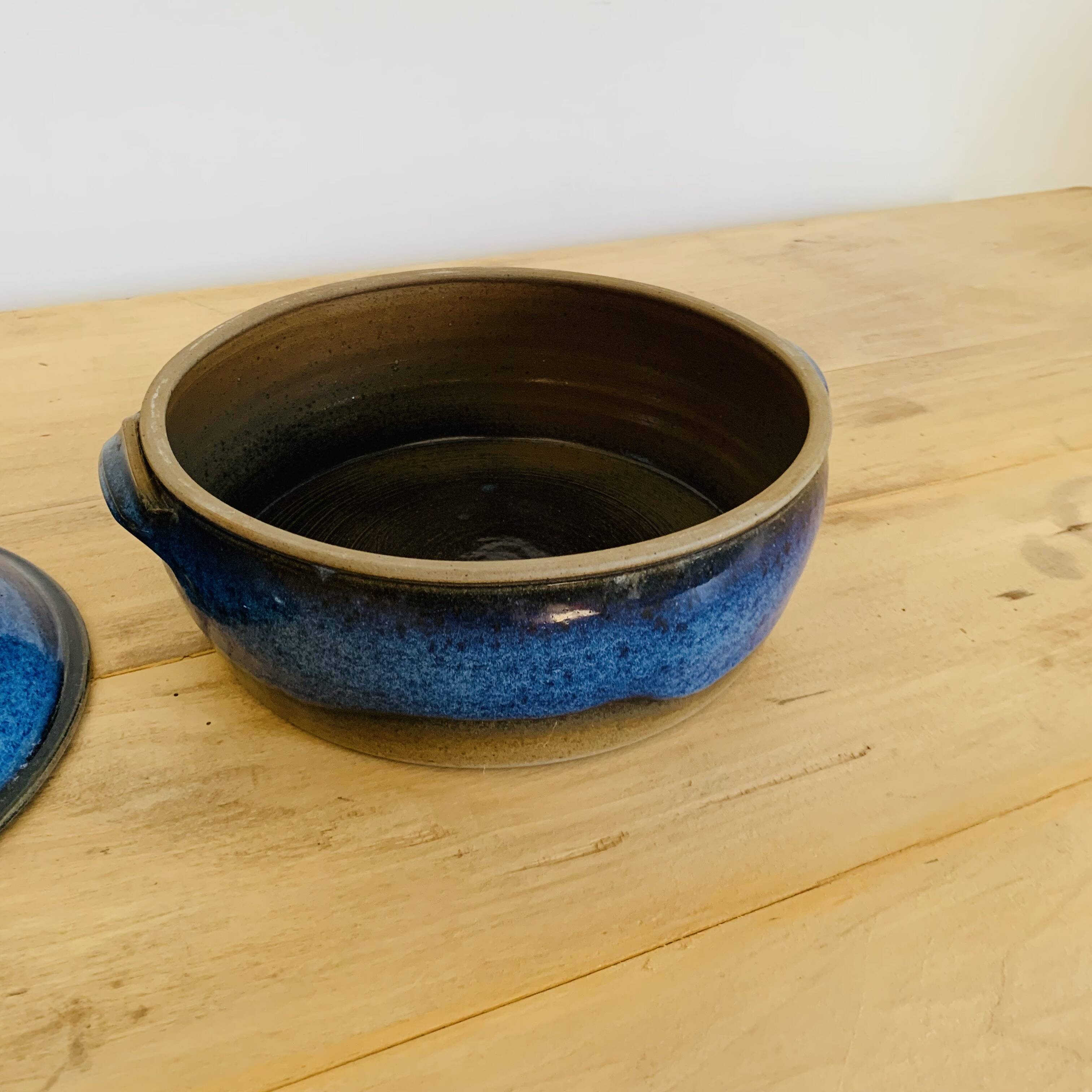 Blue glazed stoneware tureen