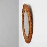 Small mid-century rattan mirror, France 1960s