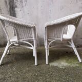 Paire de fauteuils en rotin vintage