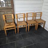 4 straw chairs from the 1950s