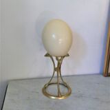 Curiosity object tripod brass and ostrich egg