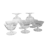 Set of 8 Champagne glasses in engraved crystal - Authentic Art Deco 1940