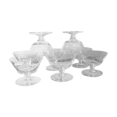 Set of 8 Champagne glasses in engraved crystal - Authentic Art Deco 1940