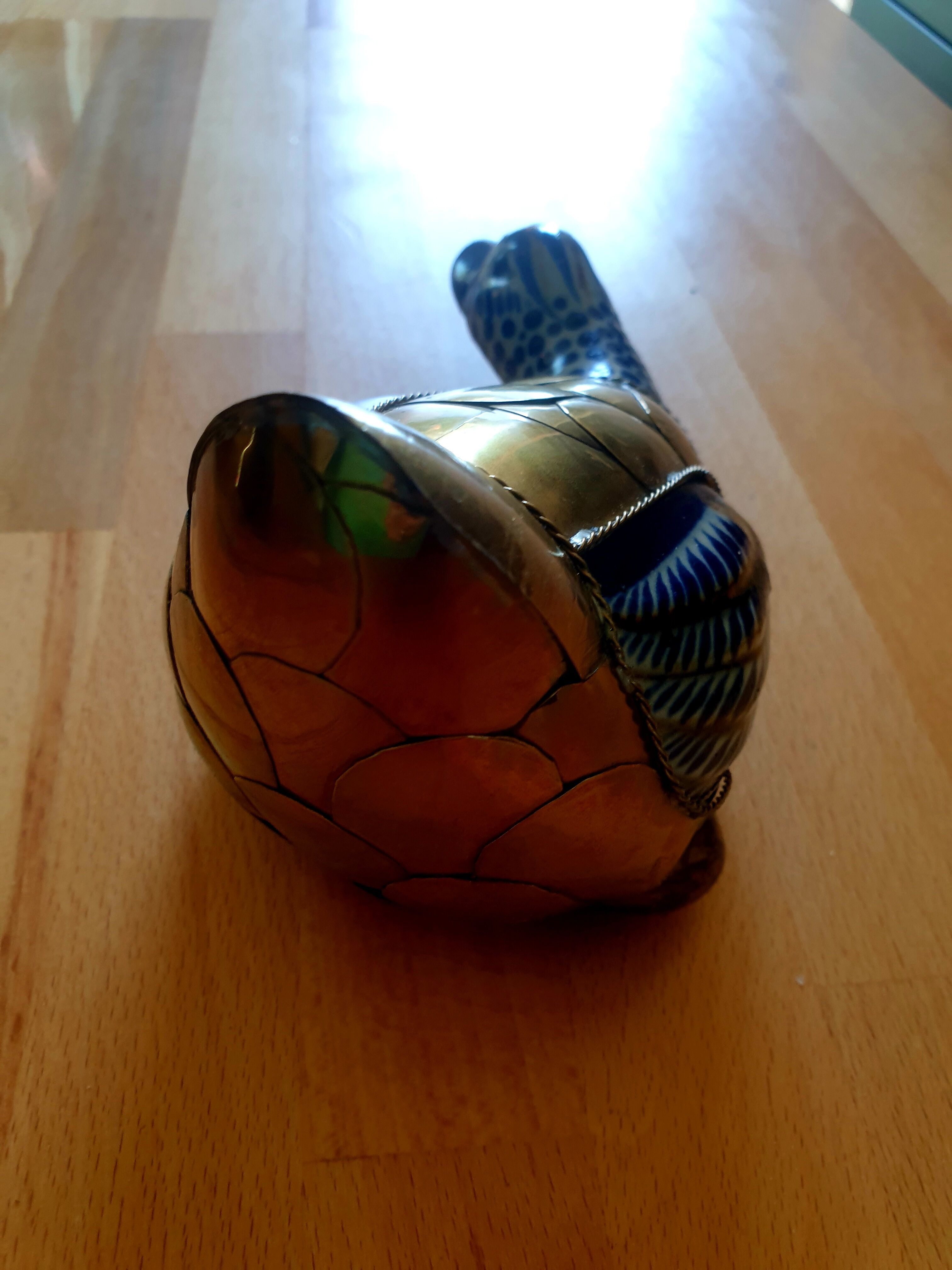 Brass duck and ceramics