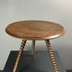 Midcentury wood turned barley twist side table with cork screw legs 1950s
