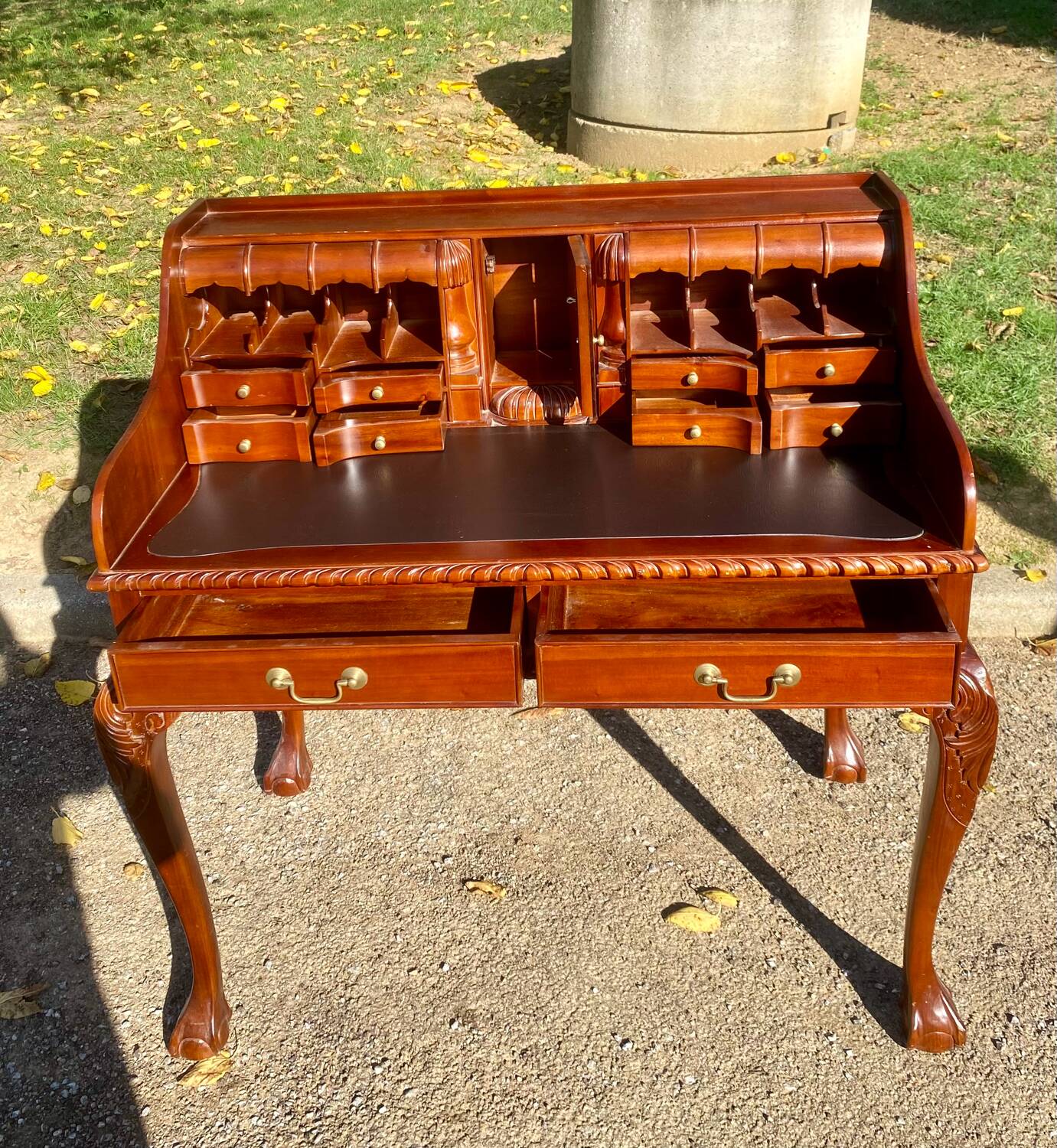 Chippendale-style secretary desk with drawer