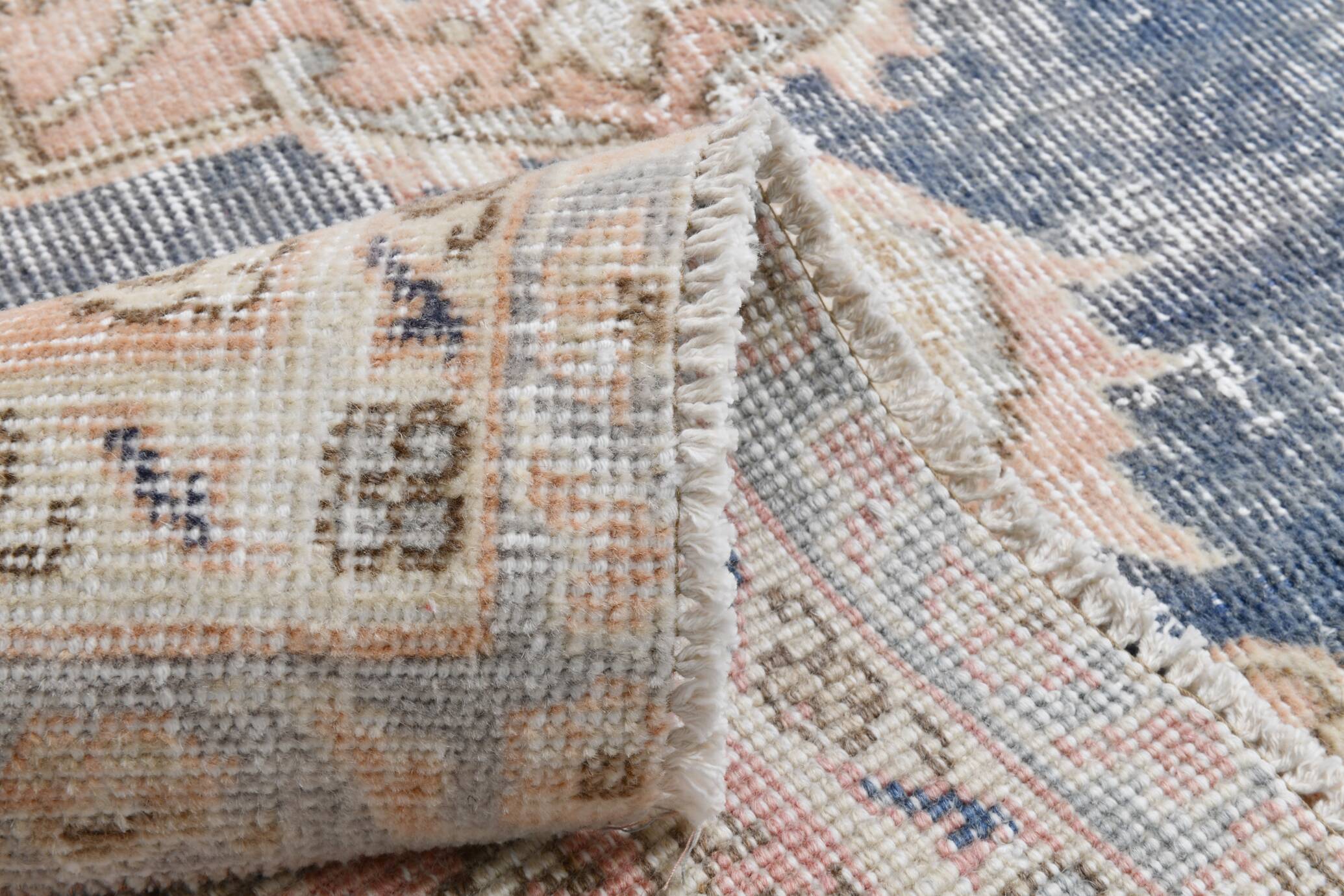 7x10 Turkish Classic Pattern Blue Beige Vintage Rug, 210x324Cm