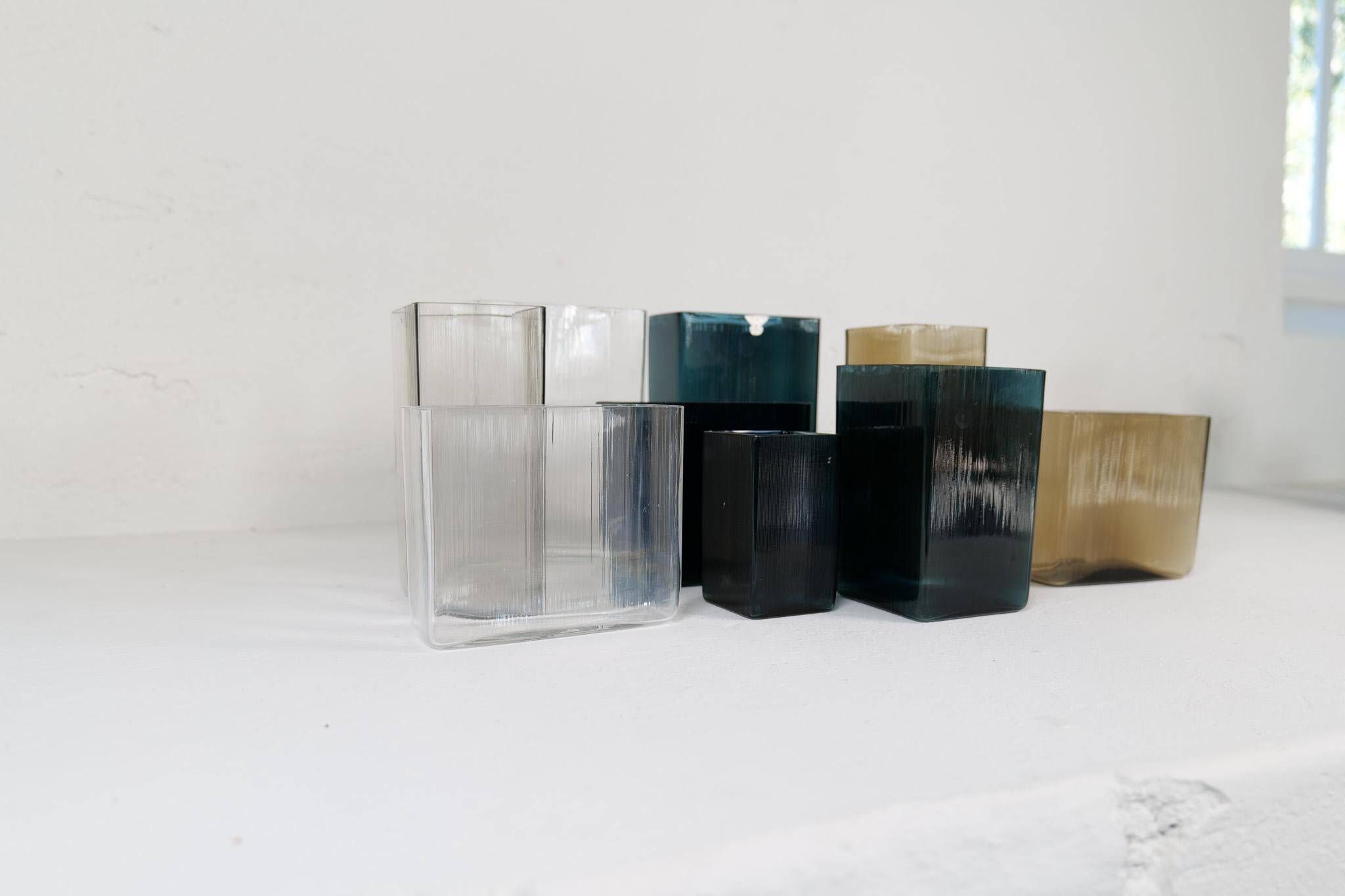 Midcentury Modern collection of ten "Ice" vases by Gullaskruf, Sweden, 1960s.