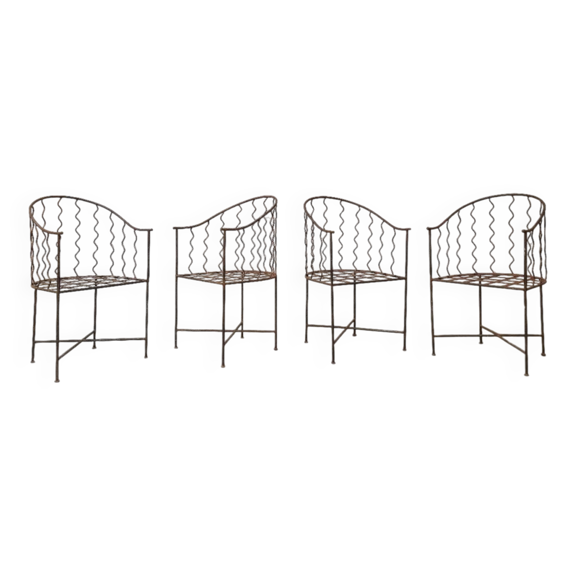 4 fauteuils de jardin en fer forgé