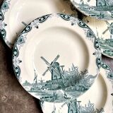 6 assiettes creuses Salins en terre de fer, service "Delft"