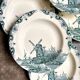 6 Salins iron earthenware soup plates, "Delft" service