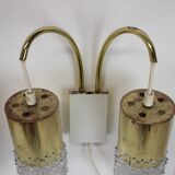 1970s Pair of Two Wall Lamps with Glass Shades, Germany