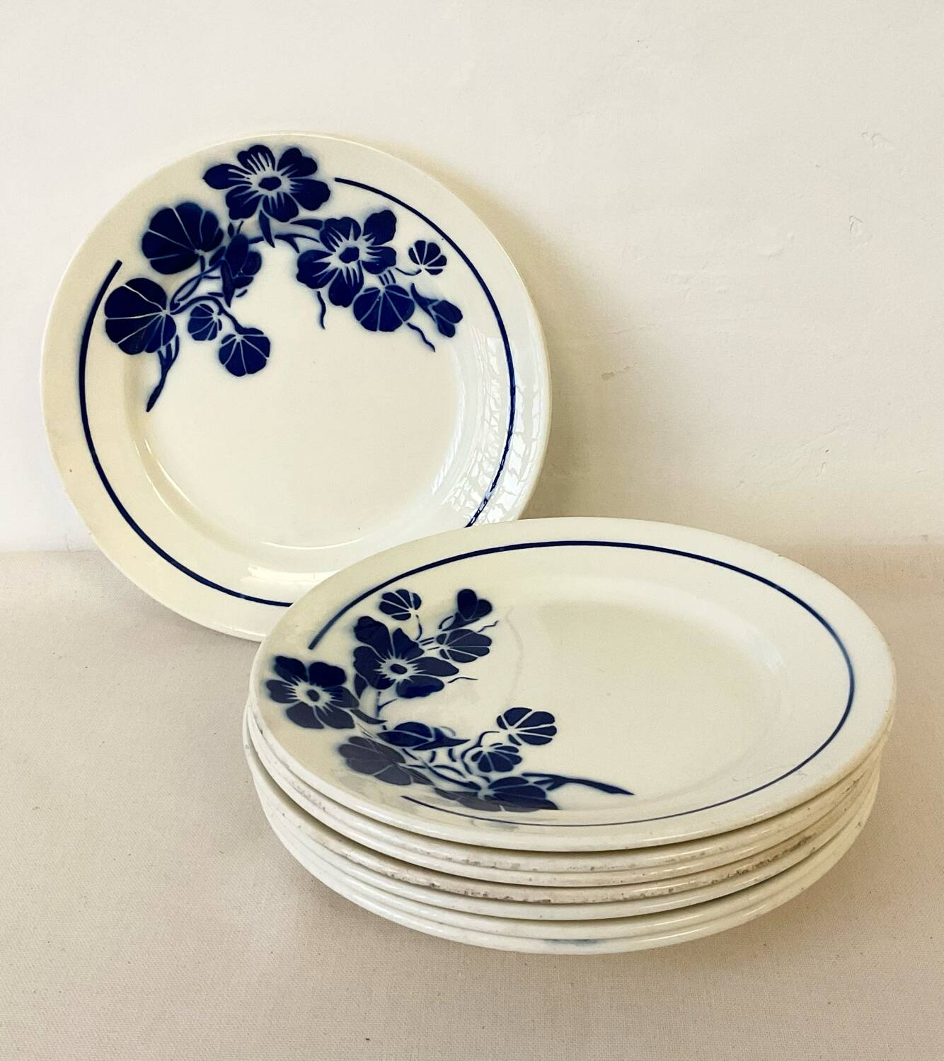 Set of 8 flat plates Badonviller Capucine – French earthenware