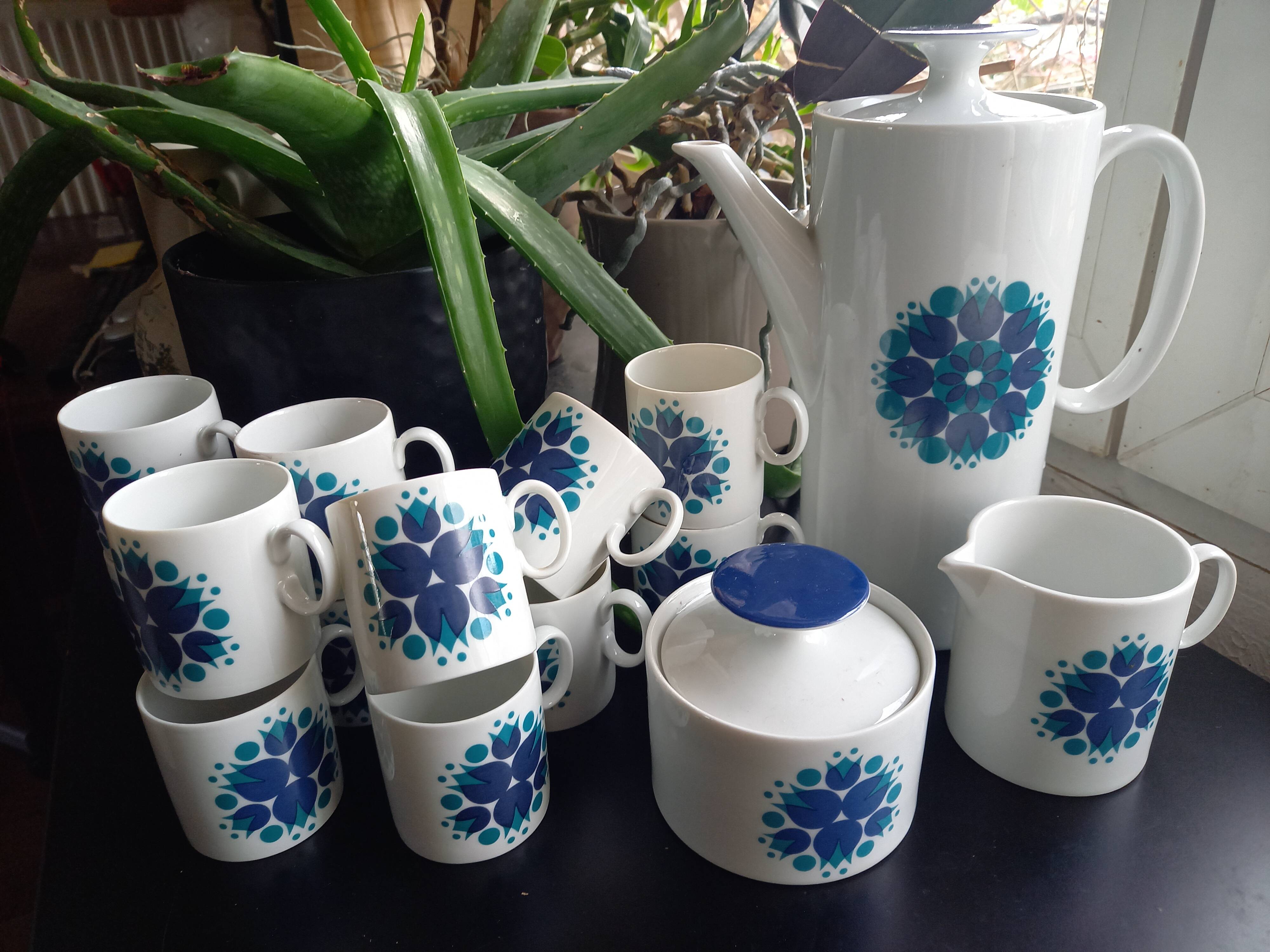 Thomas Rosenthal Complete Coffee Set, Vintage German Porcelain