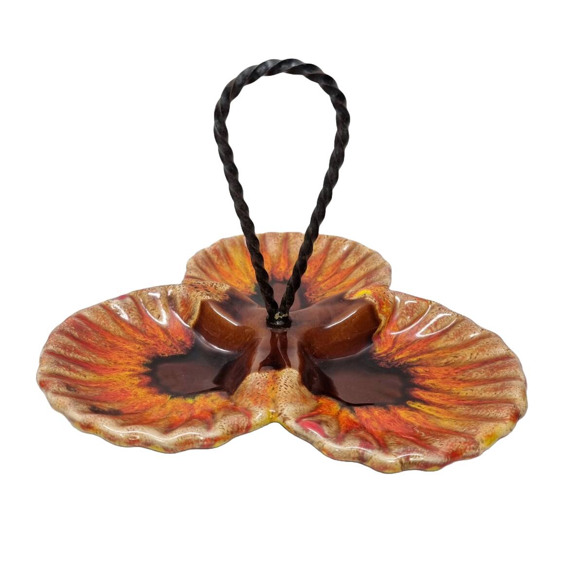 Vintage French ceramic Three Compartment serving dish 1970s