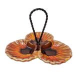 Vintage French ceramic Three Compartment serving dish 1970s