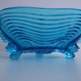 Rare Art Deco Glass Josef Inwald With Fish Feet Bowl-Gorgeous Rich Blue