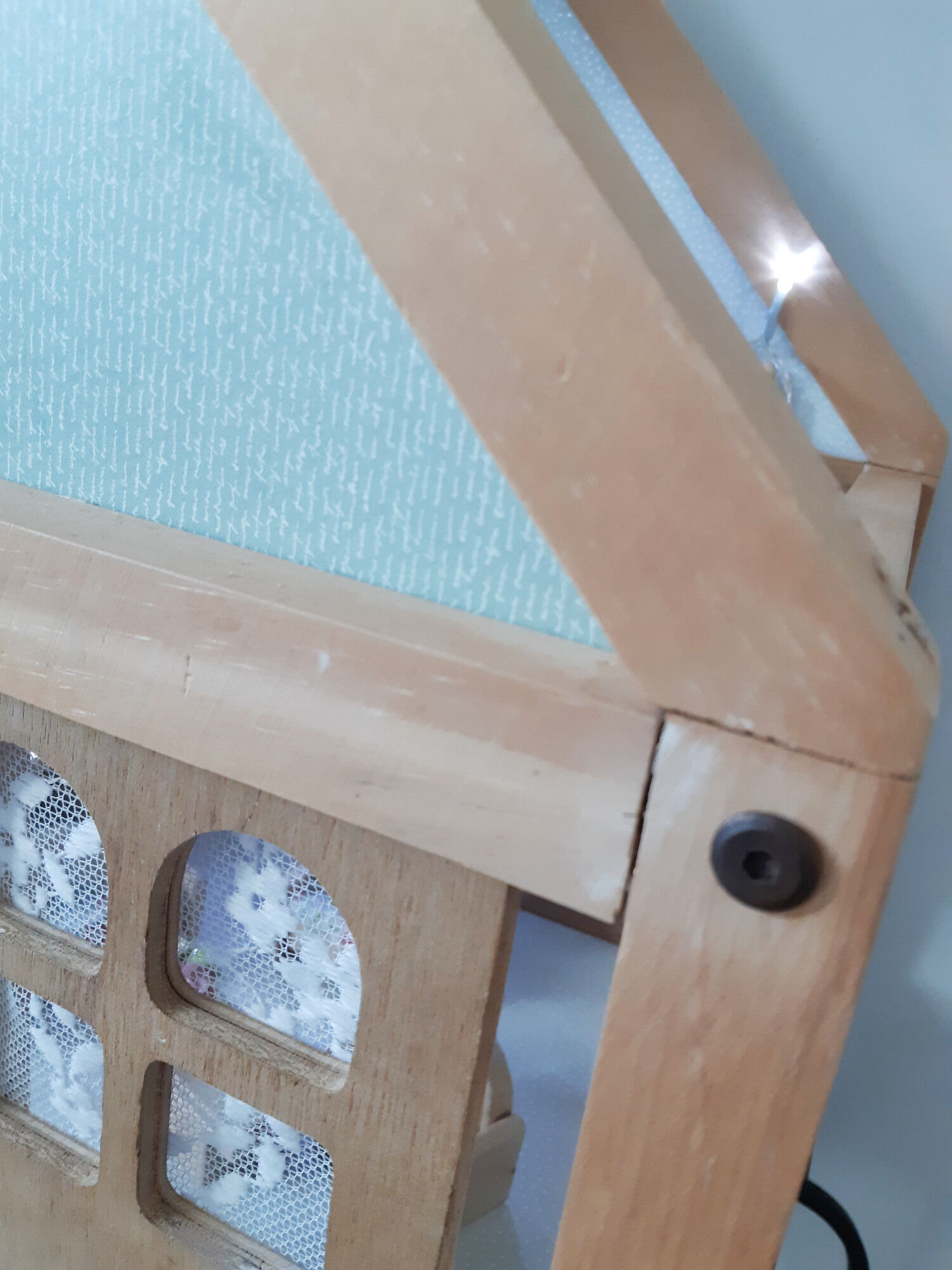 Wooden dollhouse, revamped, furnished, vintage French