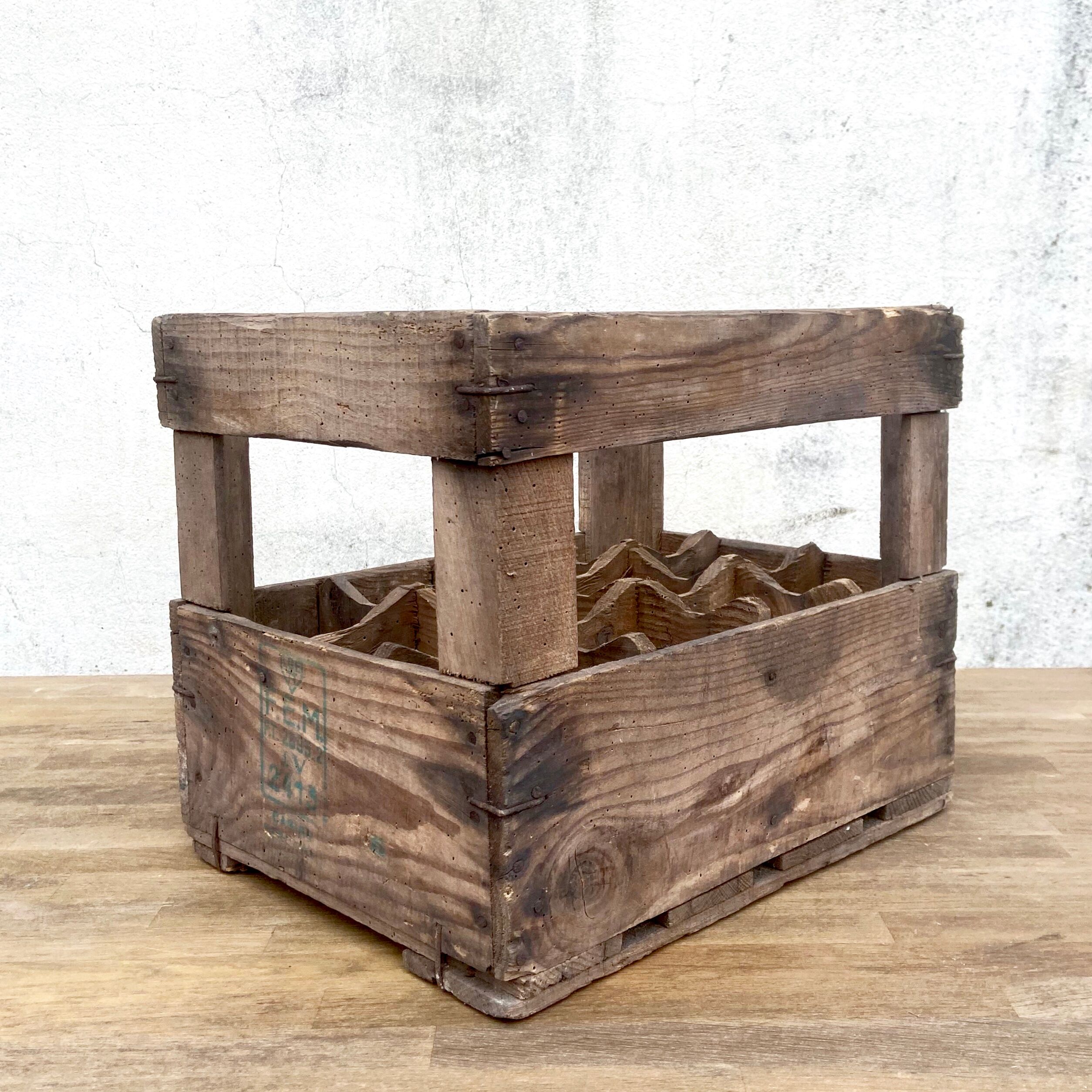 Old Vintage wooden locker box for 12 bottles