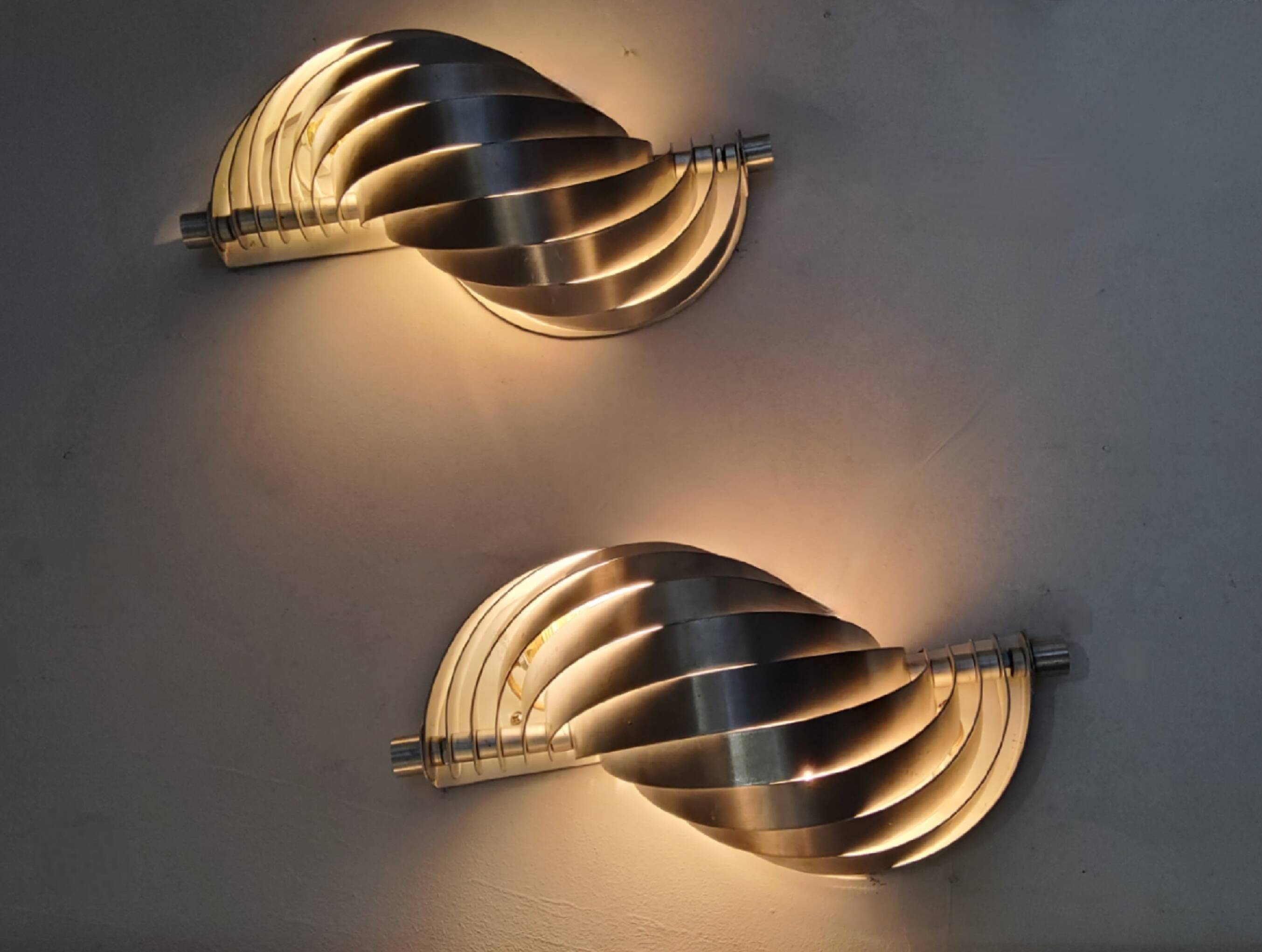 Pair of spiral wall lights 1970