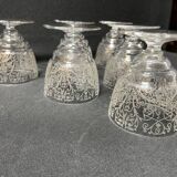 6 stamped Baccarat Lulli wine glasses
