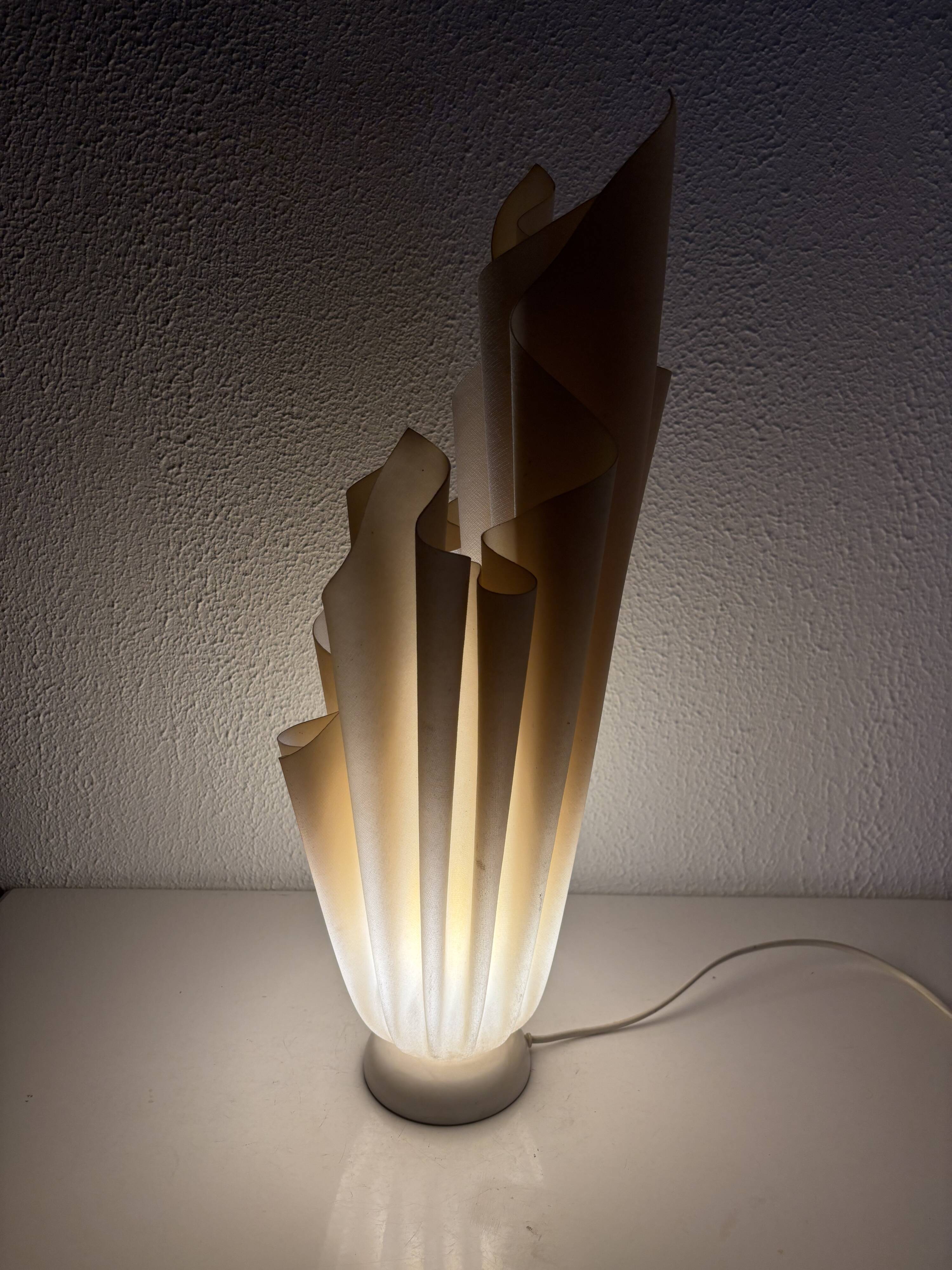 Vintage 1970 Athéna lamp by Georgia Jacob, draped in light salmon - 50 cm
