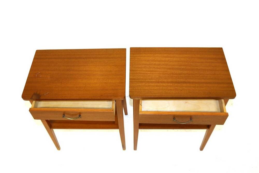 Set of 2 Scandinavian bedside tables in mahogany, Sweden, 1960.