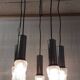 5-light chrome metal and molded glass pendant light - 70's