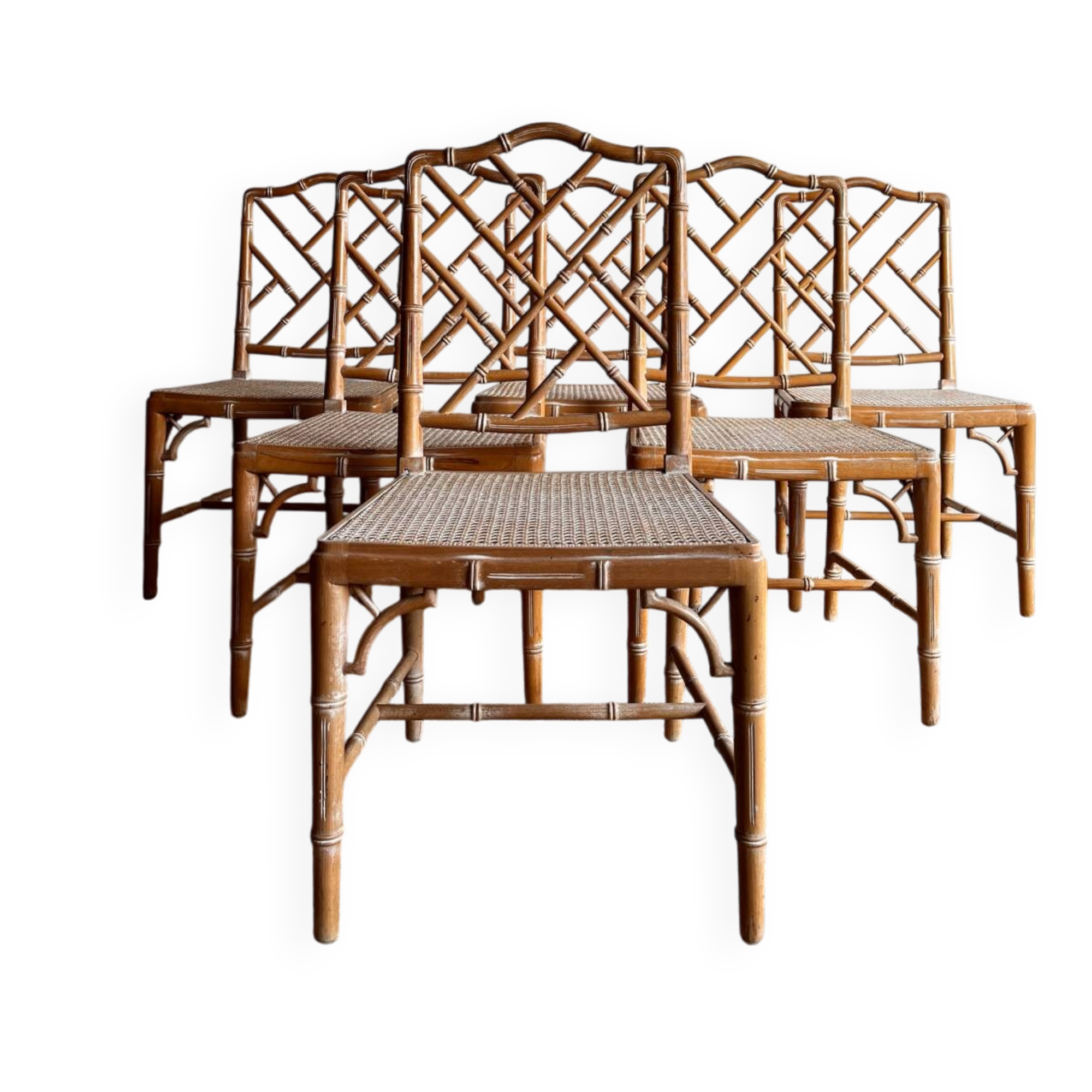 6 ‘Faux Bamboo’ dining chairs vintage