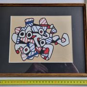 Sérigraphie d’après Jean Dubuffet, encadrée, années 70, 31 x 25 cm
