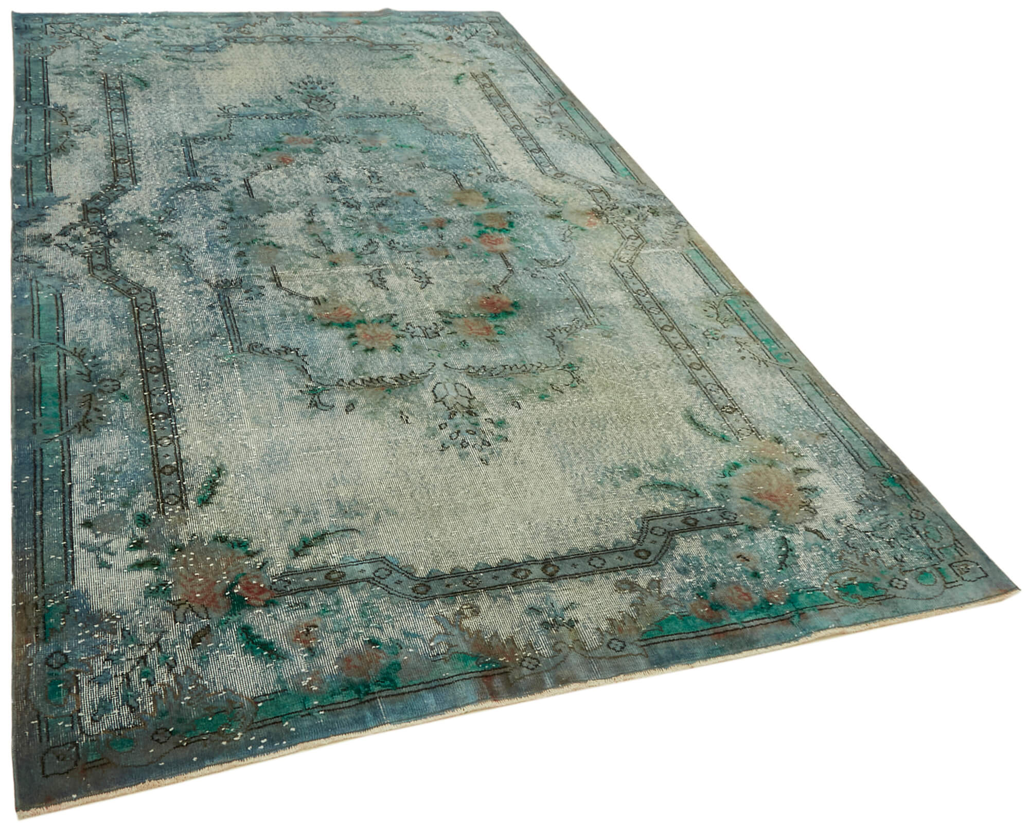 Handmade Contemporary Turkish 1970s 189 cm x 296 cm Blue Carpet